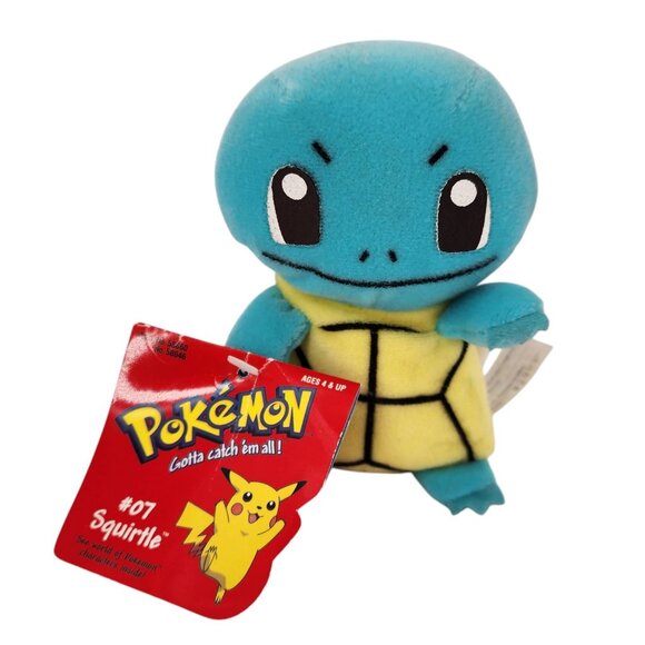 Vintage Hasbro Pokemon 07 Squirtle 5"  Beanie Plush Stuffed Animal Nintendo 1998 - Picture 1 of 14